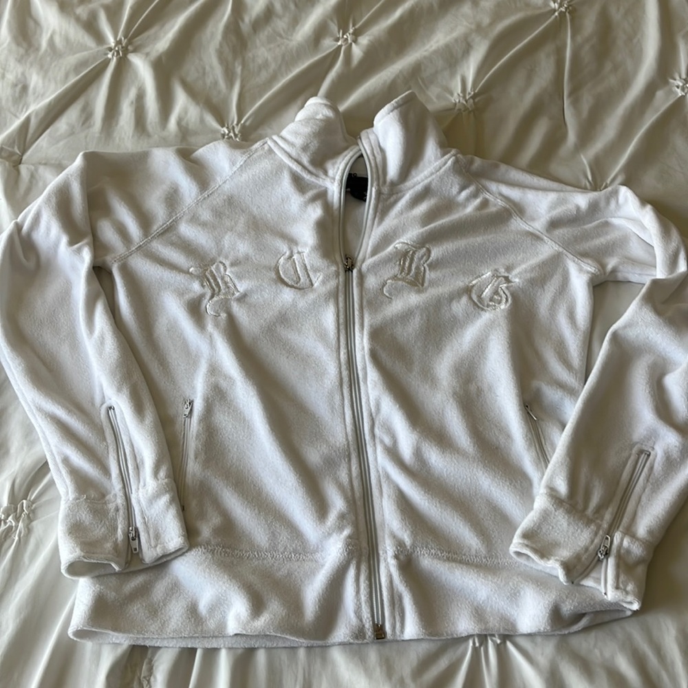 Y2K White Terry BCBG tracksuit jacket